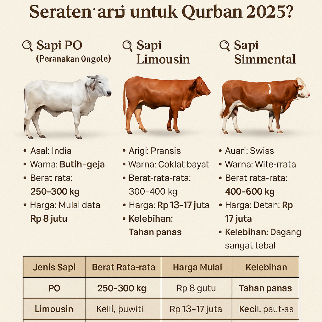 Perbedaan Sapi PO, Limousin, dan Simmental: Mana yang Cocok untuk Qurban 2025?